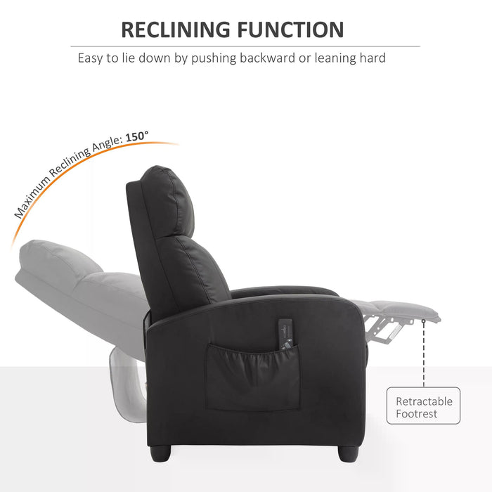 Recliner Sofa Massage Chair PU Leather Armcair w/ Footrest and Remote Control for Living Room, Bedroom, Home Theater, Black