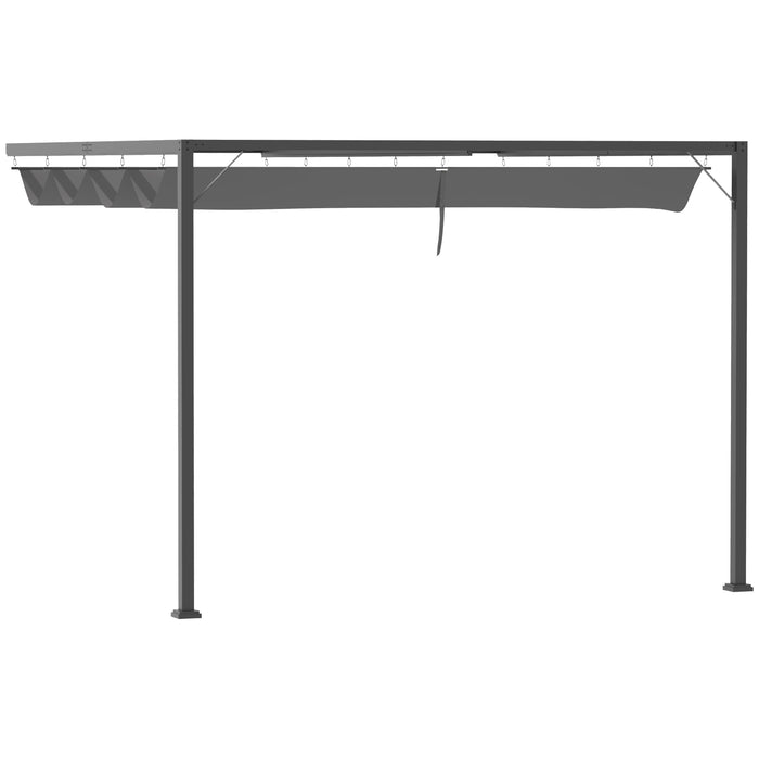 Outsunny 3 x 3(m)Outdoor Pergola Retractable Canopy Wall Mounted Gazebo Patio Shelter Sun Shade, Grey