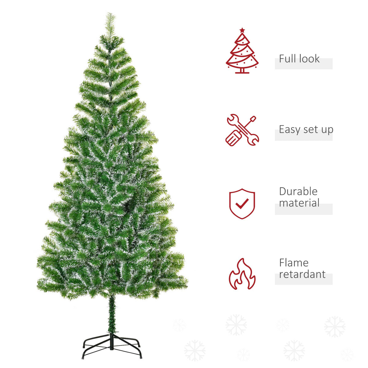 7ft Frosted Artificial Christmas Tree with 968 PET Tips & Metal Stand