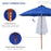 2.5m Wood Garden Parasol Sun Shade Patio Outdoor Market Umbrella Canopy with Top Vent, Blue