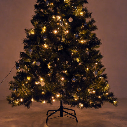 6ft Pre-Lit Artificial Christmas Tree with 200 Warm White LEDs & Baubles