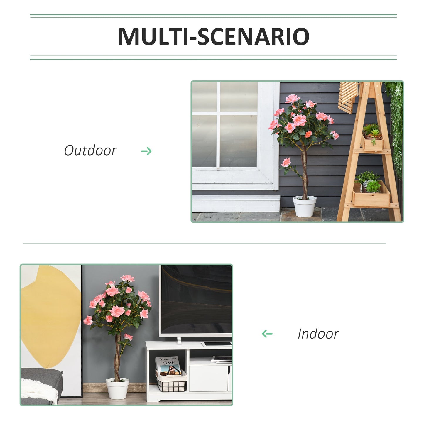 Faux Rose Plant (90cm tall)