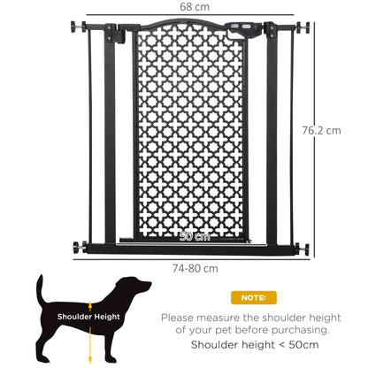 74-80 cm Pressure Fit Safety Gate for Doorways and Staircases, Dog Gate, Pet Barrier for Hallways with Auto Close, Double Locking