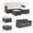 4 Seater Corner Rattan Sofa and Coffee Table Set Footstool with Thick Cushions Brown