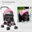 Detachable Pet Stroller, 3 In 1 Dog Cat Travel Carriage, Foldable Carrying Bag w/ Universal Wheels, Brake, Canopy, Basket, Storage Bag - Pink