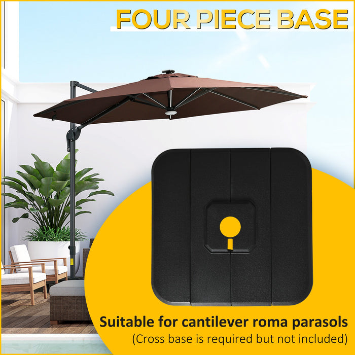 Outsunny Set of 4 Cantilever Parasol Base Stand Outdoor Umbrella Weights Up to 130kg Sand or 90kg Water Filled Black QuidsIn Superstore
