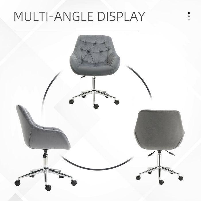 Swivel Chair Chair Velvet Ergonomic Computer Chair Comfy Desk Chair w/ Adjustable Height, Arm and Back Support, Dark Grey