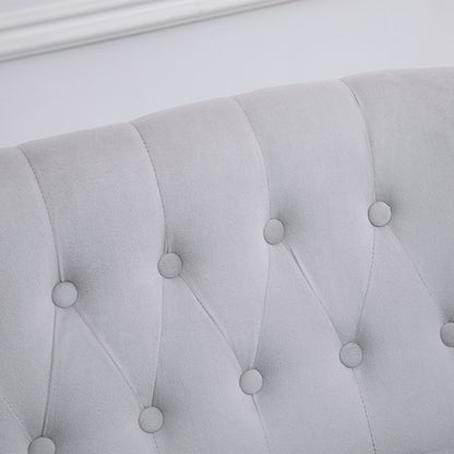 2 Seat Sofa Lounger Couch with Wood Frame Button Tufts Carved Legs Vintage Design Compact Home Bedroom Loveseat Grey