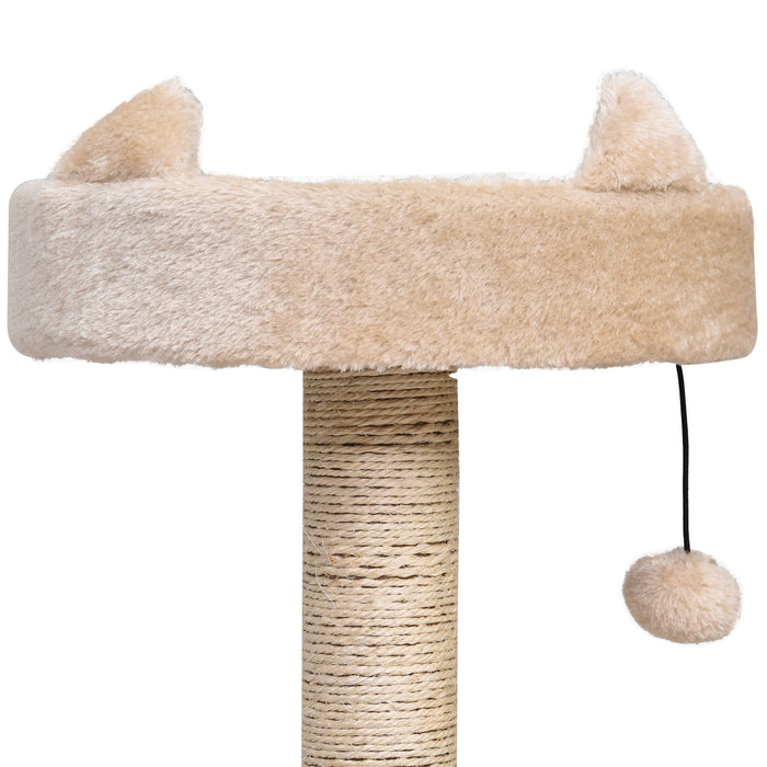 Mult Level Cat Tree for Indoor Cats with Scratching Post Bed Condo Perch, Kitten Climbing Tower, Beige 60L x 40W x 81H cm