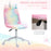 Fluffy Unicorn Office Chair with Mid-Back and Swivel Wheel, Cute Desk Chair, Rainbow Multi-Coloured