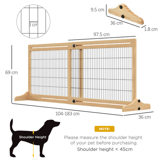 Freestanding Dog Barrier / Gate with Support Feet - 69H x 104-183 cm