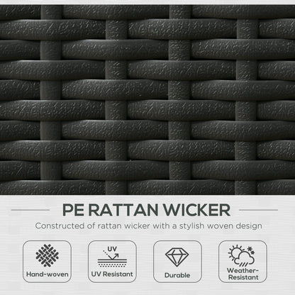 5PC PE Rattan Sun Lounger, Outdoor Wicker 5-level Adjustable Reclining  Bed with Storage Side Table and Footstools, for Patio, Garden, Poolside, Black