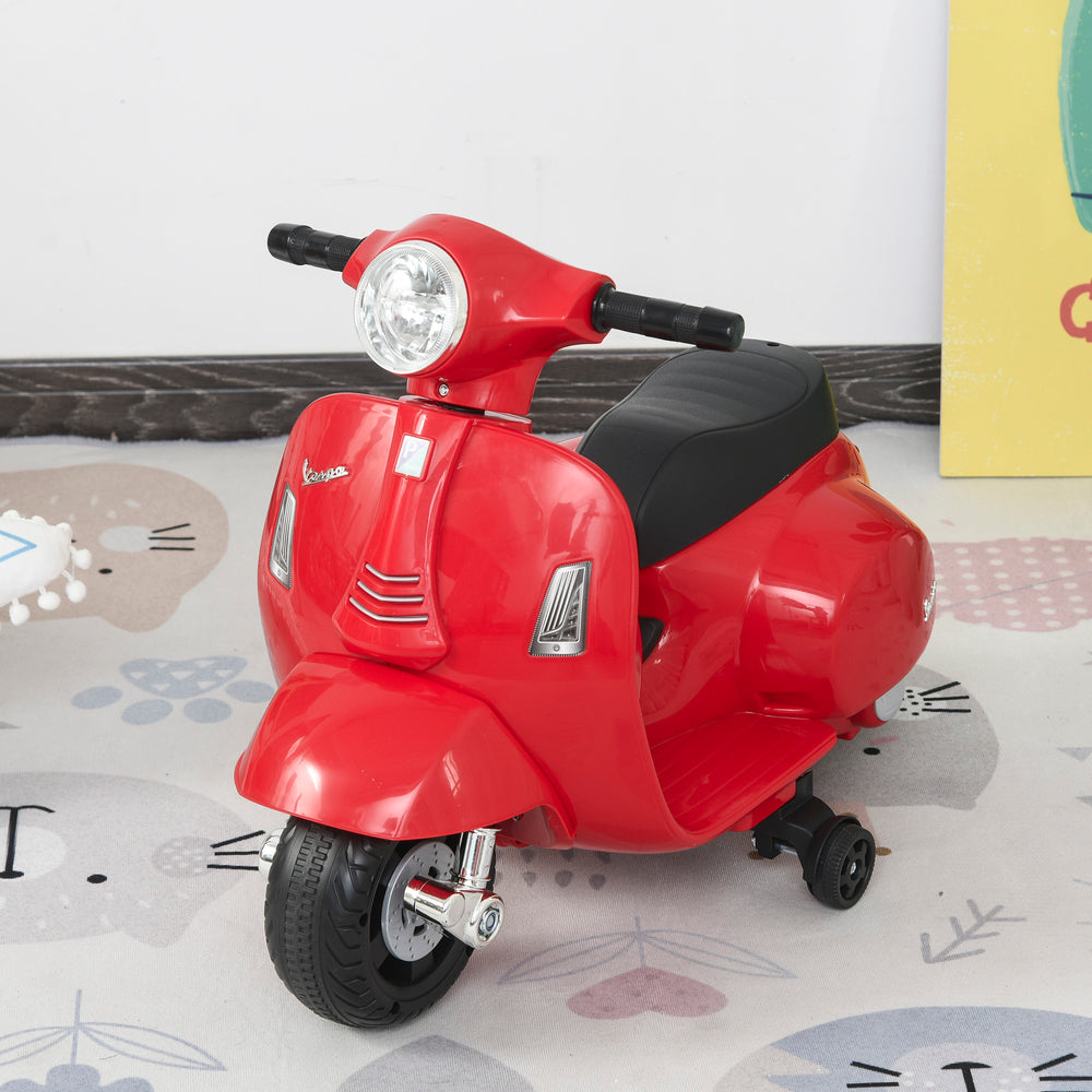 Vespa Licensed Kids Ride On Motorcycle 6V Battery Powered Electric Trike Toys for 18-36 Months with Horn Headlight Red