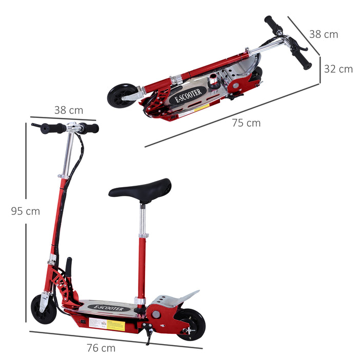 120W Teens Foldable Kids Powered Scooters 24V Rechargeable Battery Adjustable Ride on Outdoor Toy (Red)