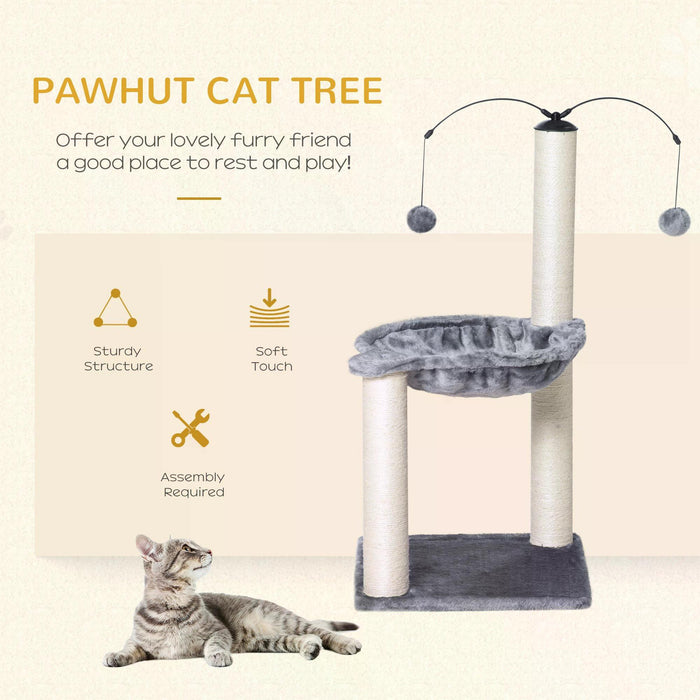 83cm Cat Tree Tower for Indoor Cats w/ Sisal Scratching Post Hammock Hanging Toy Activity Centre - Grey