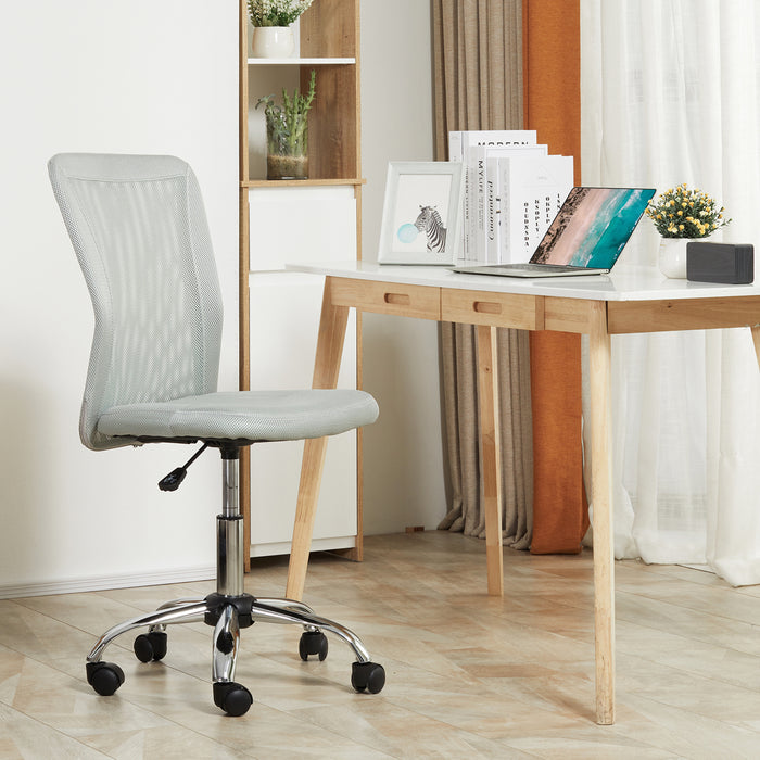 Home Office Mesh Task Chair Ergonomic Armless Mid Back Height Adjustable with Swivel Wheels, Grey