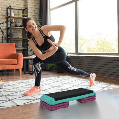 3-Level Adjustable 10/15/20cm Aerobic Stepper Exercise Platform w/ Non-Slip Top Compact Work Out Home, Indoor Outdoor Fitness Equipment