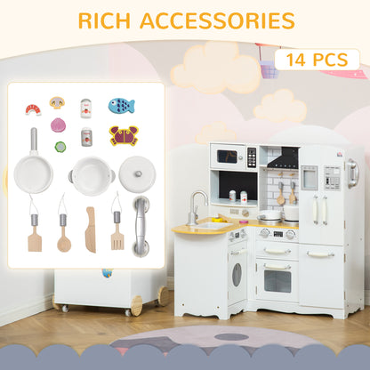 Kids Kitchen Playset, Large Pretend Role Play Kitchen, White