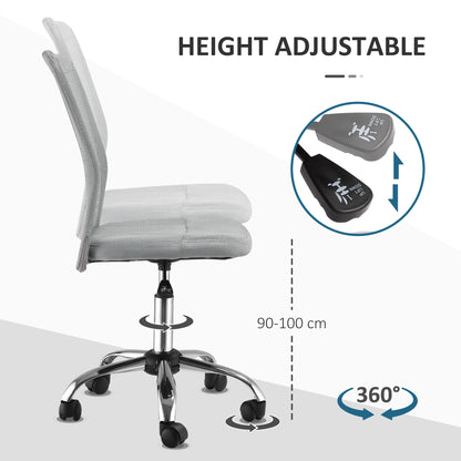 Home Office Mesh Task Chair Ergonomic Armless Mid Back Height Adjustable with Swivel Wheels, Grey