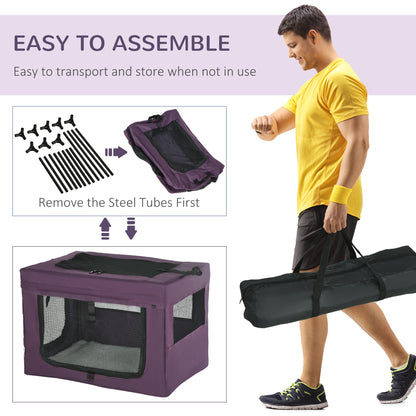 60cm Pet Carrier, Cat Carrier Cat Bag, Pet Travel Bag w/ Cushion, Carry Bag, for Cats and Miniature Dogs - Purple