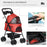 Dog Stroller Pet Cat Travel Pushchair One-Click Fold Trolley Jogger with EVA Wheels Brake Basket Adjustable Canopy Safety Leash for Small Dogs, Red