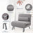 Single Sofa Bed Futon Chair Sleeper, Foldable Portable Lounge Couch, Living Room Furniture Grey