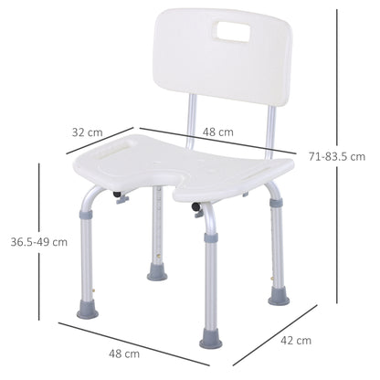 8-Level Height Adjustable Bath Stool Spa Shower Chair Aluminum w/ Non-Slip Feet and Handle, Load Capacity 136kg