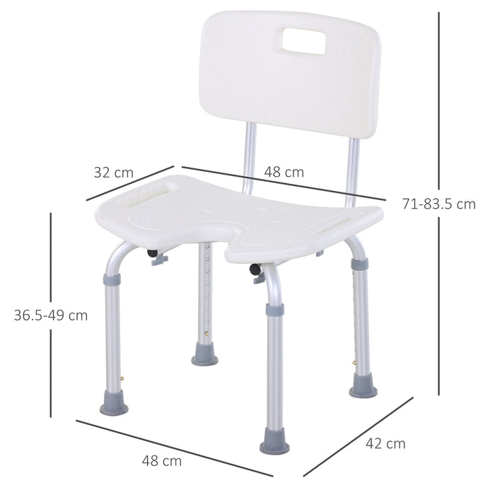 8-Level Height Adjustable Bath Stool Spa Shower Chair Aluminum w/ Non-Slip Feet and Handle, Load Capacity 136kg