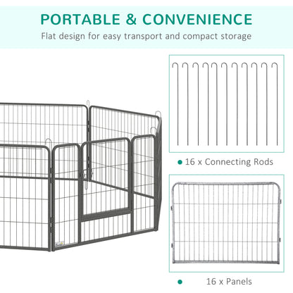 Heavy Duty Puppy Play Pen, 16 Panels Pet Exercise Pen for Indoors, Outdoors, Pet Playpen for Small Dogs, 60Hcm