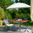 3(m) Cantilever Shanghai Parasol Garden Hanging Banana Sun Umbrella with Crank Handle, 18 Sturdy Ribs and Cross Base, Off-White