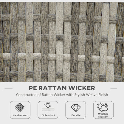 Outsunny Outdoor PE Rattan Gas Fire Pit Table, Patio Square Propane Heater with Rain Cover, Glass Windscreen, and Lava Stone, 50,000 BTU, Grey