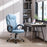 Linen Fabric Home Office Chair, Height Adjustable Computer Chair with Padded Armrests and Tilt Function, Blue