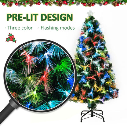 4ft Pre-Lit Fibre Optic Christmas Tree with 130 Multicolour LEDs