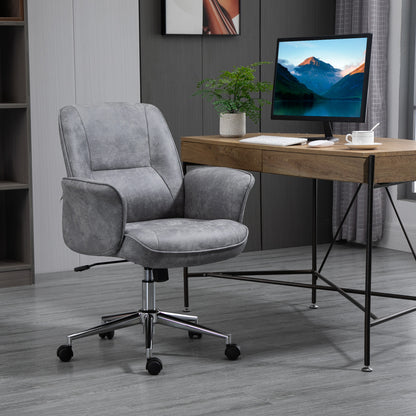 Swivel Ergonomic Office Chair Mid Back Desk Chair for Home Study Bedroom, Light Grey