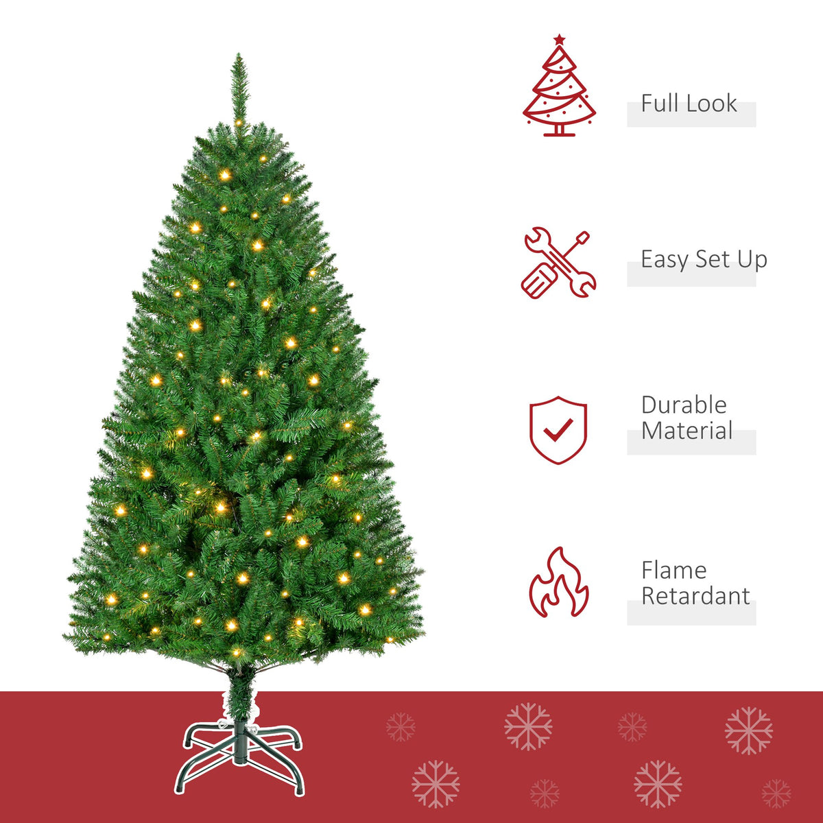 5ft Pre-Lit Artificial Christmas Tree with 150 Warm White LEDs