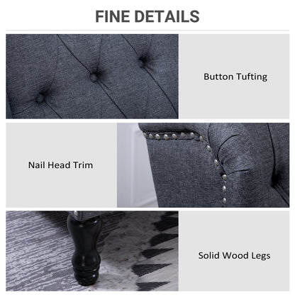 Recliner Armchair with Footrest Grey Tone in a Vintage Tufted Design Dark Grey