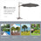 3(m) Cantilever Parasol 360° Rotation Roma Umbrella Hanging Sun Shade with Aluminum Frame, Tilt Crank, 8 Ribs and Cross Base, Dark Grey