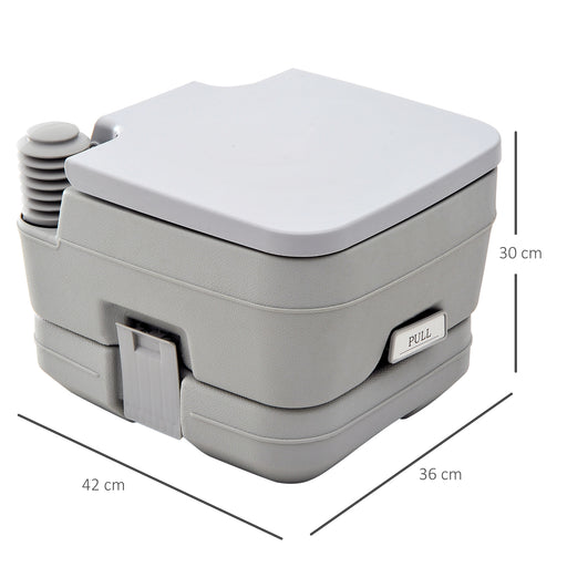 10L Portable Travel Toilet Outdoor Camping Picnic with 2 Detachable Tanks & Push-button Operation, Grey