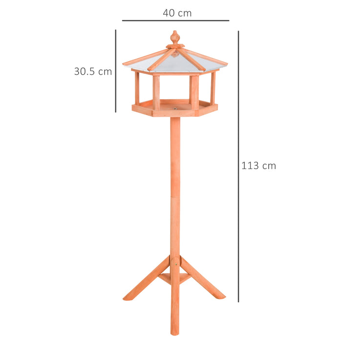 Wooden Bird Table Free Standing Feeder Garden Sheltered Feeding Station Parrot Stand Birdhouse _40x113cm