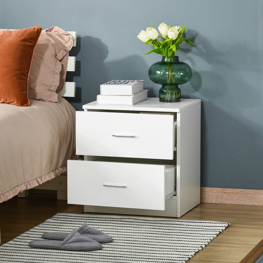 Bedside Table with 2 Drawers, Modern Nightstand, Cabinet Drawers Side Storage Unit for Bedroom, Living Room
