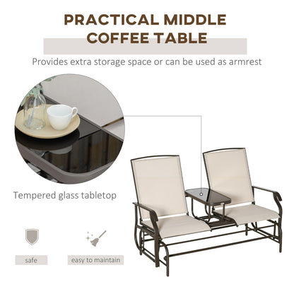 Glider Rocking Chair & Table Set 2 Single Seaters Rocker Garden Swing Chair Patio Furniture Bistro Set Brown