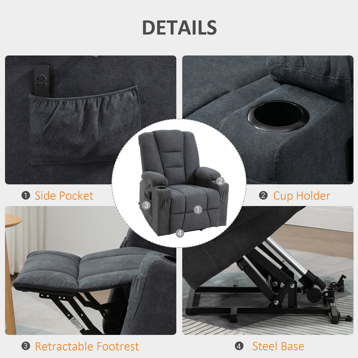 Power Lift Rise & Recliner Electric Chair - Charcoal Grey