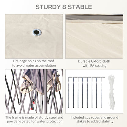 Outsunny 330cm x 330cm Pop Up Canopy, Double Roof Foldable Canopy Tent with Zippered Mesh Sidewalls, Height Adjustable and Carrying Bag, Event Tent for Patio Garden Backyard, Beige