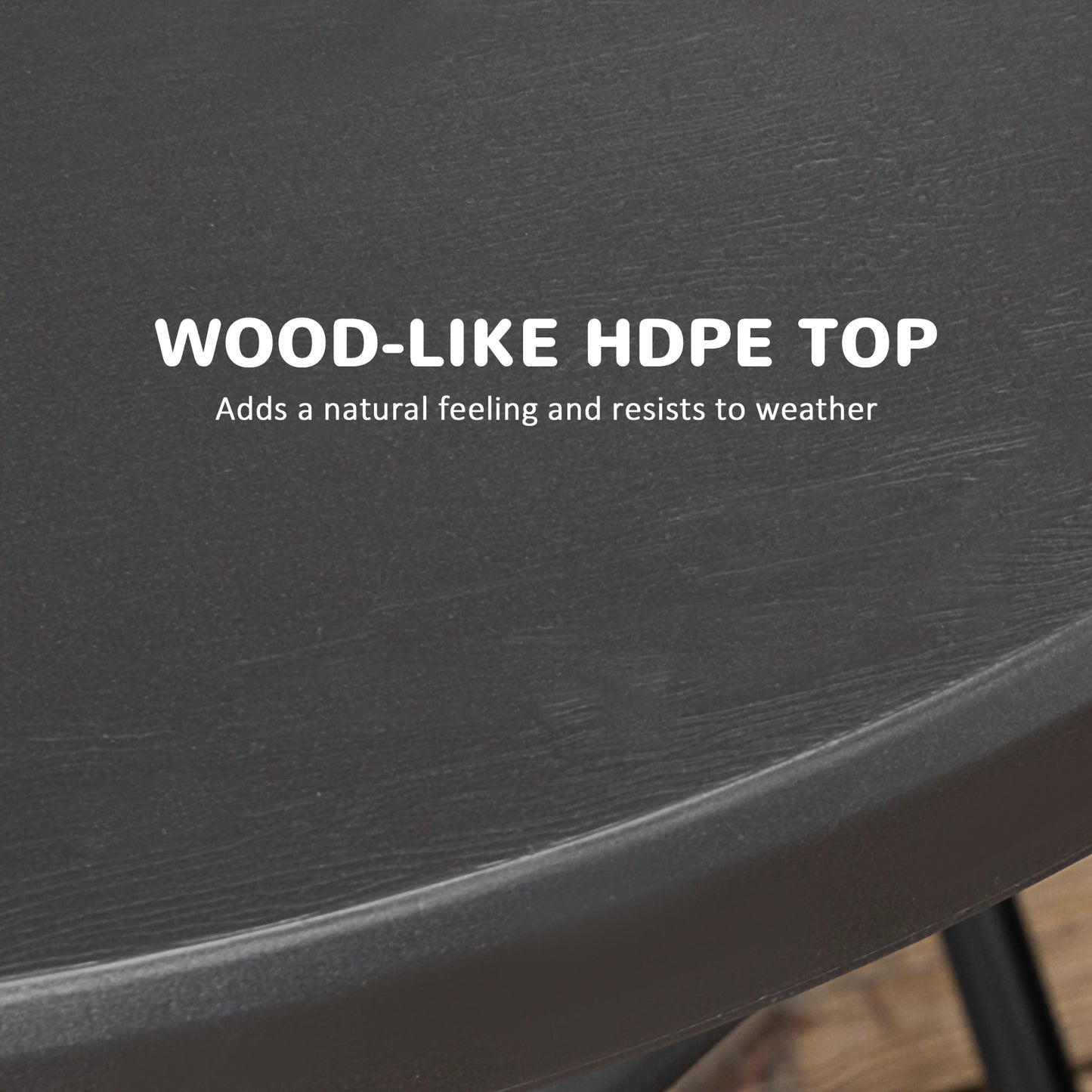 Outsunny Foldable Garden Dining Table, Round Outdoor Table with HDPE Tabletop and Steel Frame for Patio and Garden, Grey