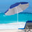 1.7m x 2m Tilted Steel Frame Beach Parasol Blue