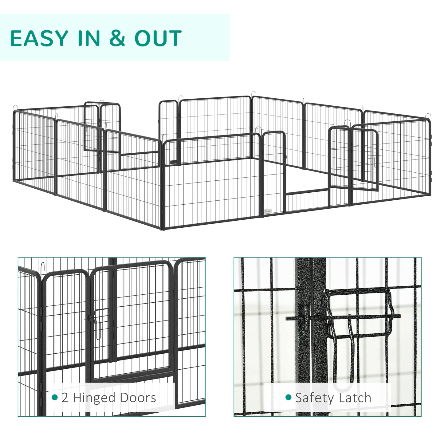 Heavy Duty Puppy Play Pen, 12 Panels Pet Exercise Pen for Indoors, Outdoors, Pet Playpen for Small Dogs, 60Hcm