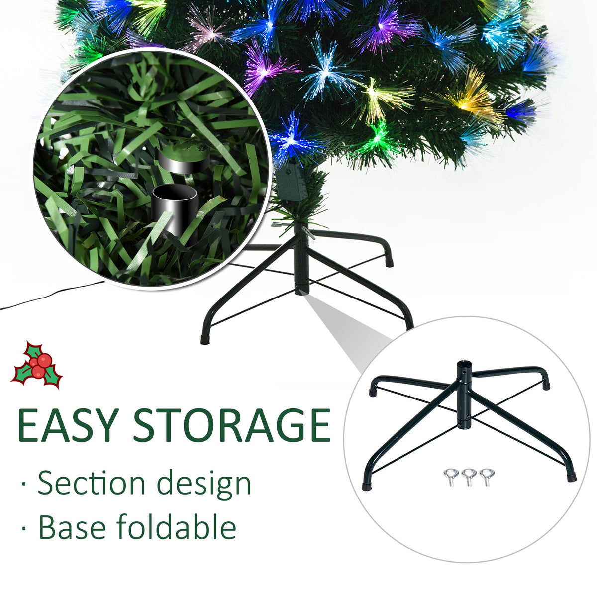 4ft Pre-Lit Fibre Optic Christmas Tree with 130 Multicolour LEDs