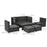 6-Seater Garden Rattan Wicker Sofa Set w/ Coffee Table, Wicker Weave Chair, Space-saving Footstool, Padded Cushions, Black