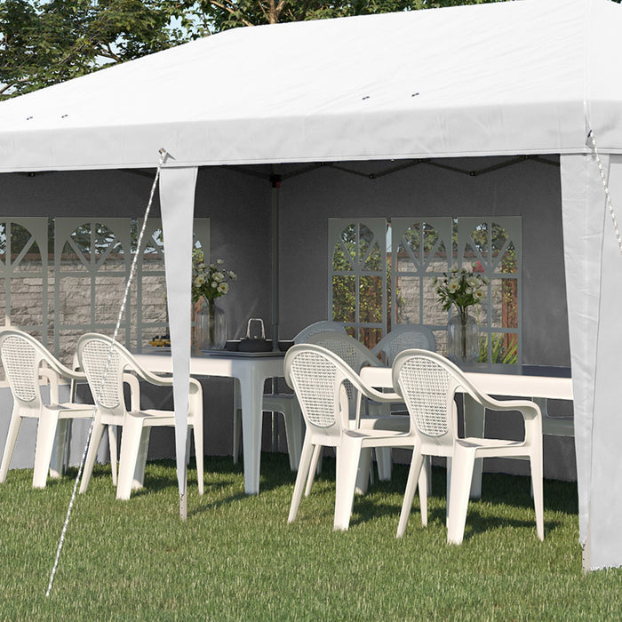 3 x 6m Pop Up Gazebo, Height Adjustable Marquee Party Tent with Sidewalls and Storage Bag, White