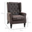 Retro Accent Chair, Wingback Armchair with Wood Frame Button Tufted Design for Living Room Bedroom, Brown